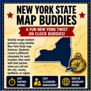 New York State Map Buddies | Clock Buddies Alternative | Partner Pairing, image 2
