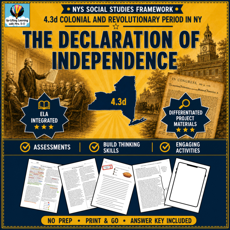 Declaration of Independence NYS SS Framework 4.3d American Revolution