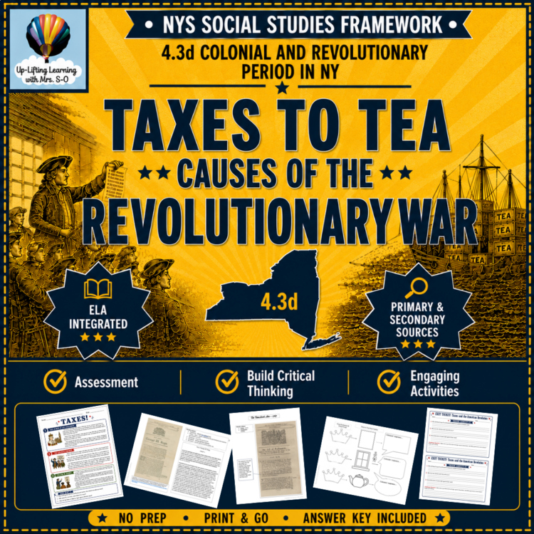 Causes of the American Revolution: Taxes to Tea NYS SS Framework 4.3d
