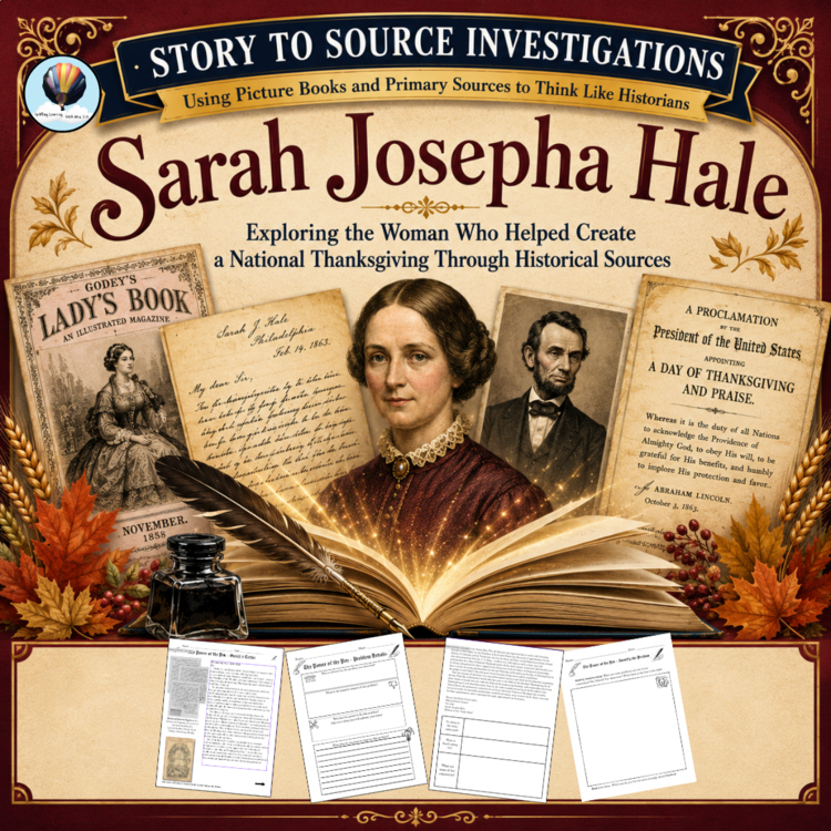 Sarah Hale | Persuasive Writing | Thanksgiving | Primary Source Connection| Grades 3-5