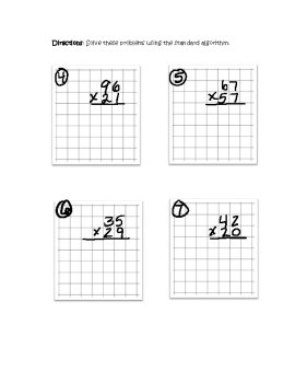 Double-Digit Multiplication Assessment - Box Method, Partial Product & Standard, image 2