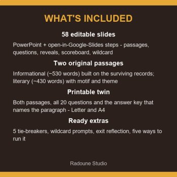 Thanksgiving Reading Comprehension Quiz Slides Game Middle School ELA, image 2