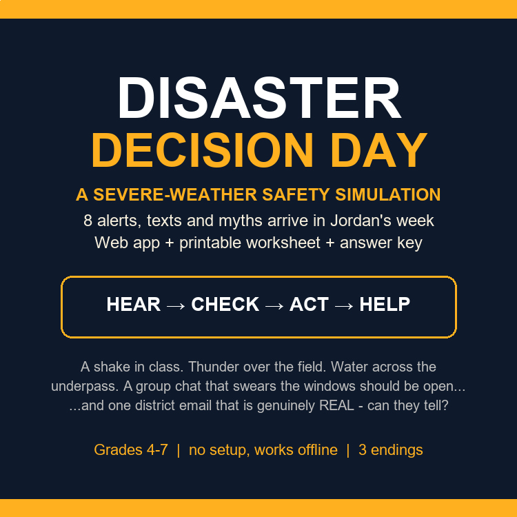 Natural Disaster Simulation Activity Severe Weather Safety Game Grades 4-7