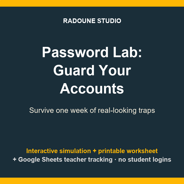 Digital Citizenship Password Activity Simulation | Cyber Safety Grades 5-8