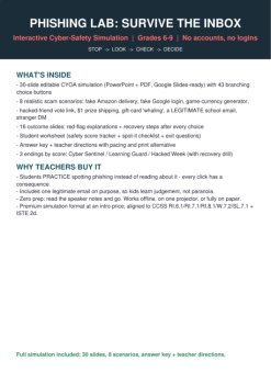 Phishing Email Activity Simulation Cyber Safety Digital Citizenship Grades 6-9, image 2