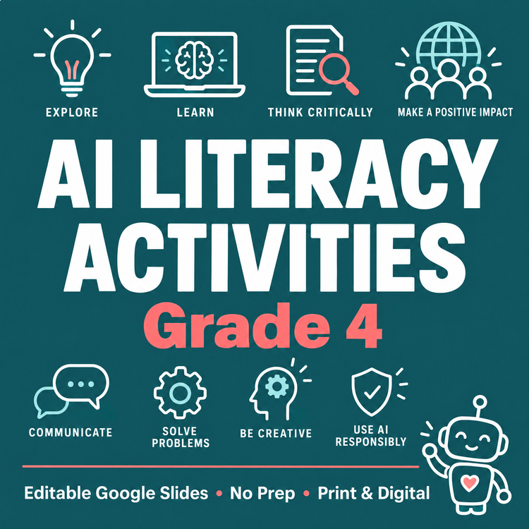 AI Literacy Activities Grade 4 Editable Google Slides No Prep