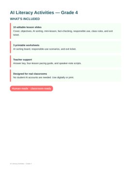 AI Literacy Activities Grade 4 Editable Google Slides No Prep, image 2