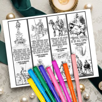 Don Quixote Coloring Bookmarks Cervantes Quotes Novel Review Activity Keepsake, image 2