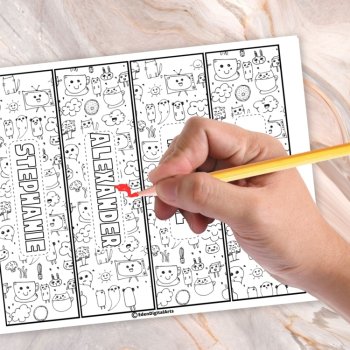 Bundle of Editable Text Bookmarks To Color Custom Name Book Marker Student Gifts, image 3
