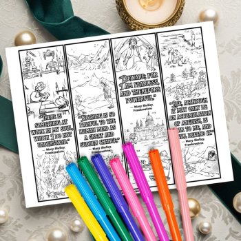 Frankenstein Coloring Bookmarks Craft Mary Shelley Quotes Novel Review Activity, image 2