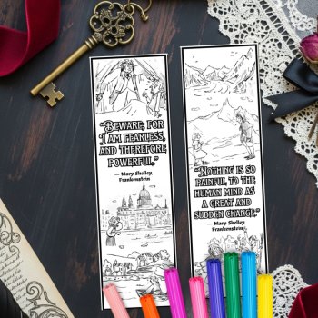 Frankenstein Coloring Bookmarks Craft Mary Shelley Quotes Novel Review Activity, image 3