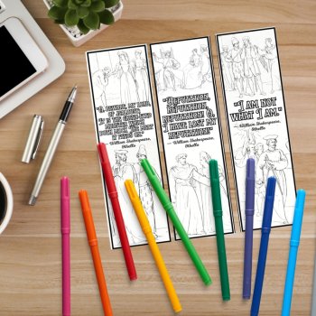 Othello Play Shakespeare Quotes Coloring Bookmarks Keepsake Activity Craft Gifts, image 3