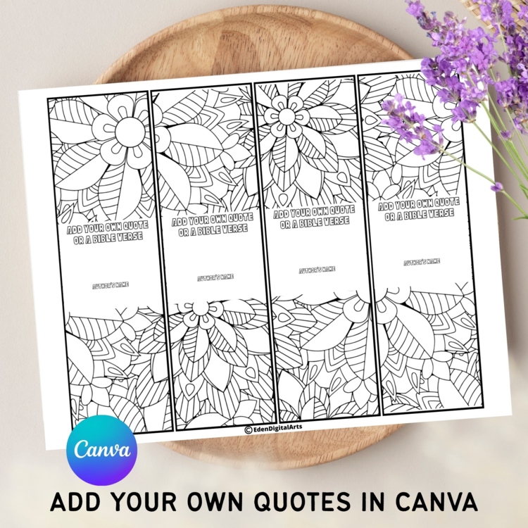 Editable Text Custom Quote Template Bookmarks to Color Personalized DIY Gift