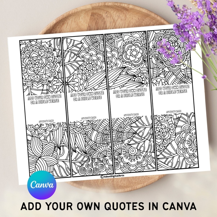 Editable Text Custom Quote Template Bookmarks to Color Bookmarkers DIY Gift