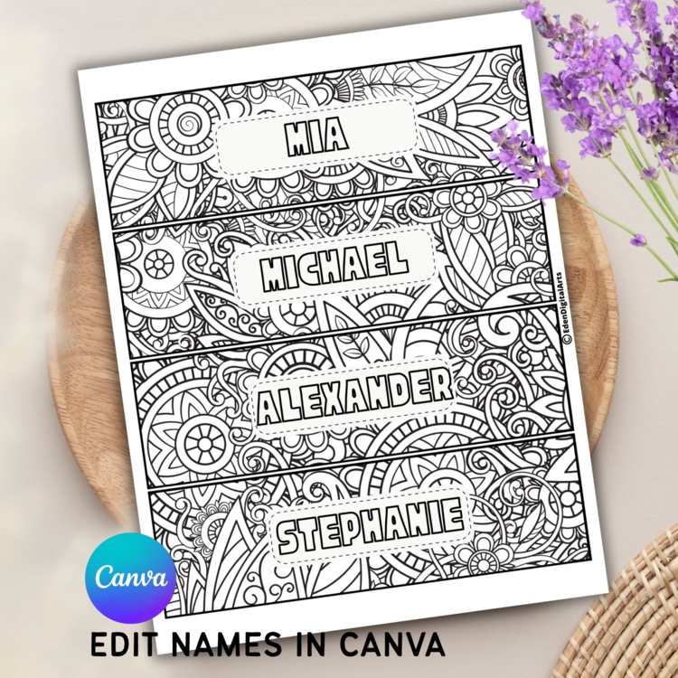 Editable Name Template Bookmarks to Color Book Markers DIY Students Gift Reward