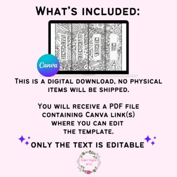 Editable Name Template Bookmarks to Color Book Markers DIY Students Gift Reward, image 2