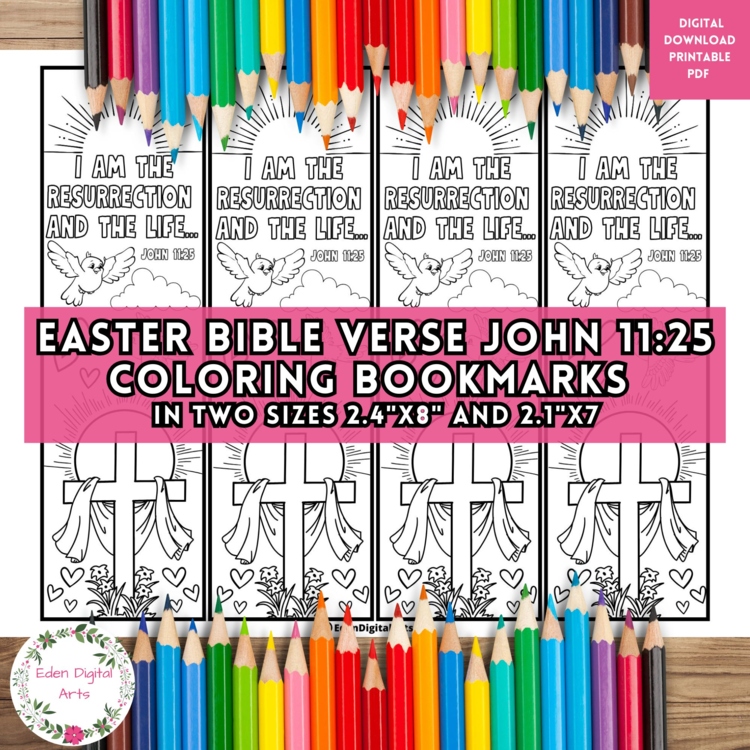 Easter Bible Verse Coloring Bookmarks Scripture Cute Coloring Cards Craft Gifts