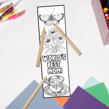 Floral Happy Mother's Day Bookmarks to Color Book Markers Crafts DIY Mom Gift, image 4