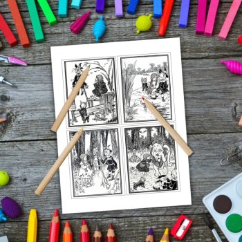 Wonderful Wizard of Oz Coloring Bundle of Mini Cards and Bookmarks Activities, image 4