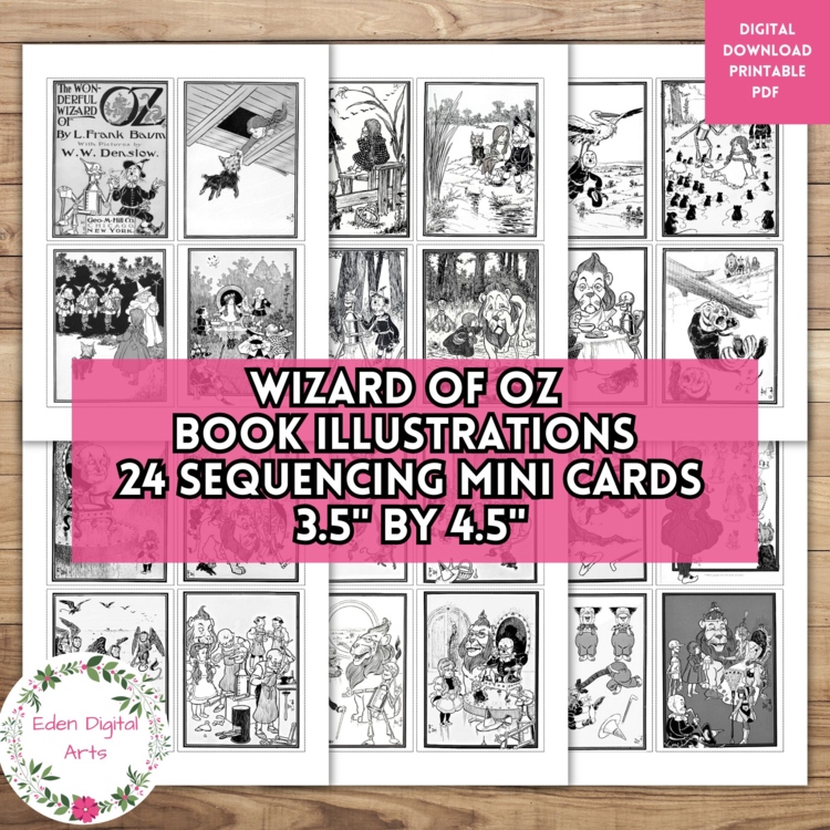 Wizard of Oz Story Sequence Activity Game Craft Book Illustrations Cards