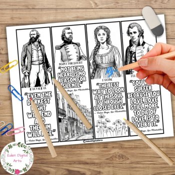 Coloring Bookmarks Les Miserables Quotes by Victor Hugo Activity Book Markers, image 2