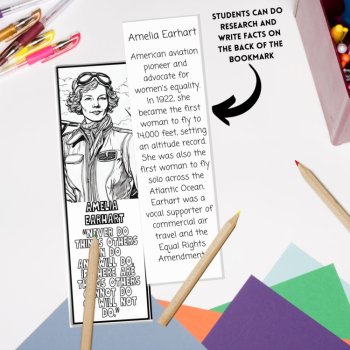 24 Famous Women In History Bookmarks to Color Inspirational Quotes Activity Gift, image 4