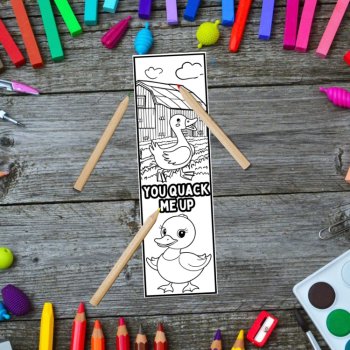 Cute Farm Animals Pun Bookmarks to Color Funny Kindness Cards Calm Kind Craft, image 4