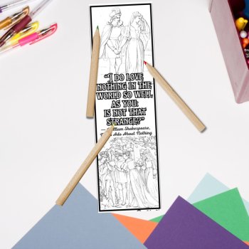Shakespeare Much Ado About Nothing Quotes Coloring Bookmarks Keepsake Activity, image 3