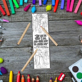 Shakespeare Much Ado About Nothing Quotes Coloring Bookmarks Keepsake Activity, image 4