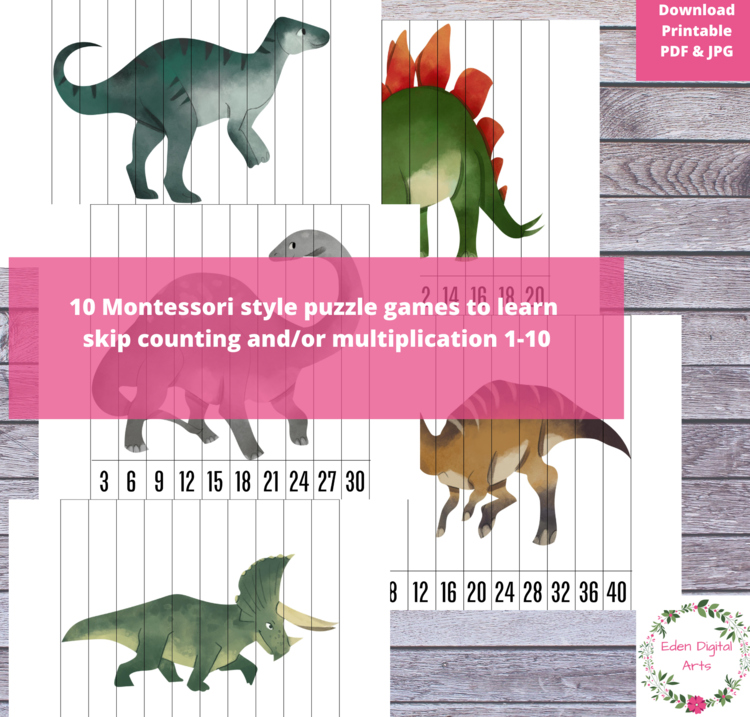 Dinosaurs Dino Fun Simple Puzzles Skip Counting Multiplication Games Crafts
