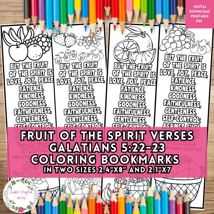 Fruit of the Spirit Bible Verses Coloring Bookmarks Galatians 5 Activity Craft