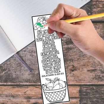 Fruit of the Spirit Bible Verses Coloring Bookmarks Galatians 5 Activity Craft, image 3