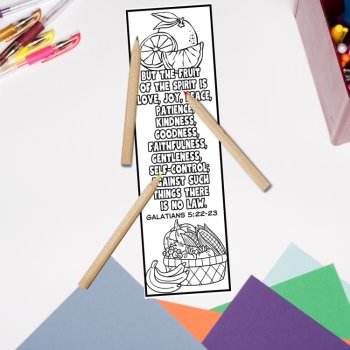 Fruit of the Spirit Bible Verses Coloring Bookmarks Galatians 5 Activity Craft, image 4