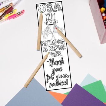 Veteran's Day Coloring Thank You Bookmarks Military Appreciation Low Prep Craft, image 3