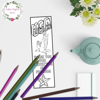 Veteran's Day Coloring Thank You Bookmarks Military Appreciation Low Prep Craft, image 4