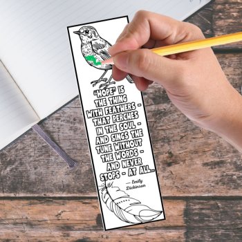 Hope Quote Emily Dickinson Coloring Bookmarks Poetry Activity for Teens DIY Gift, image 3