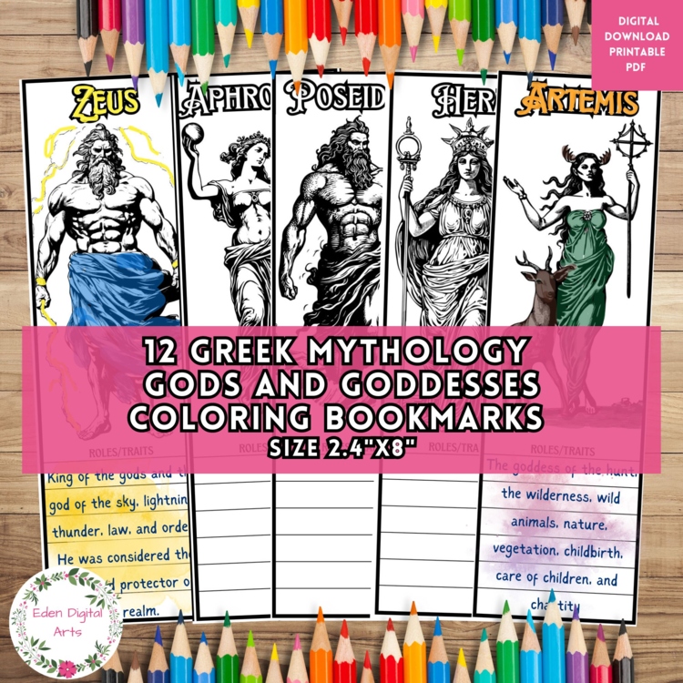 Greek Mythology Activity Coloring Bookmarks Fun Keepsake Craft Project Writing
