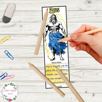 Greek Mythology Activity Coloring Bookmarks Fun Keepsake Craft Project Writing, image 2