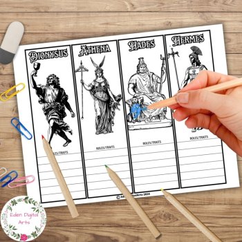 Greek Mythology Activity Coloring Bookmarks Fun Keepsake Craft Project Writing, image 3