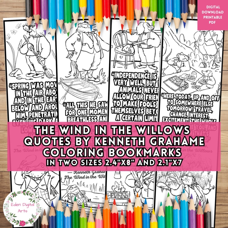 Wind in the Willows Quotes Coloring Bookmarks Book Markers Fun Activity DIY Gift
