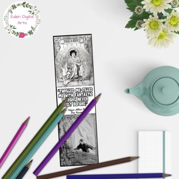 The Raven Quotes by Edgar Allan Poe Bookmarks to Color Book Marker Activity Gift, image 4