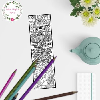 Robert Frost Poem Nothing Gold Can Stay Bookmarks to Color Coloring DIY Gift, image 4