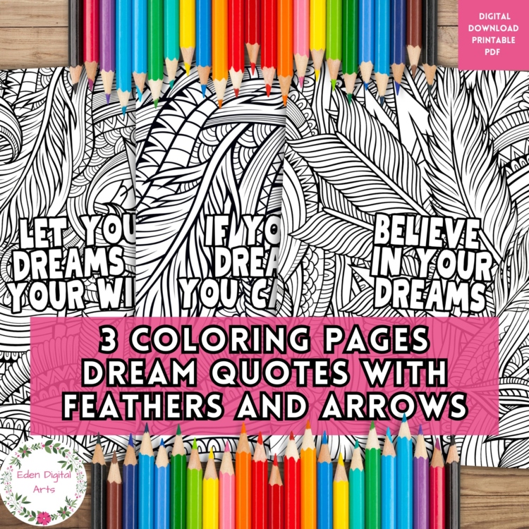 Indigenous Native American Doodle Feathers Dream Quotes Coloring Pages Posters