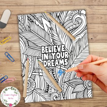 Indigenous Native American Doodle Feathers Dream Quotes Coloring Pages Posters, image 3
