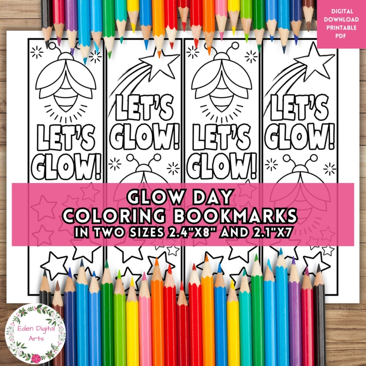 Lets Glow Day Bookmarks to Color Fun Party DIY Keepsake Coloring Activity Craft