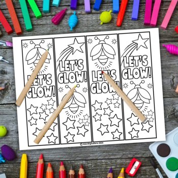Lets Glow Day Bookmarks to Color Fun Party DIY Keepsake Coloring Activity Craft, image 3
