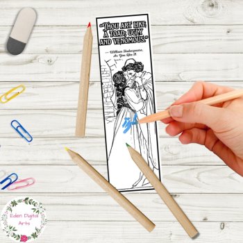 Funny Shakespearean Insults Shakespeare Play Quotes Coloring Bookmarks Fun Gifts, image 4