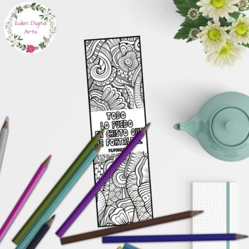 Spanish Philippians 4 13 Bible Verse Coloring Bookmarks Scripture Craft DIY Gift, image 4