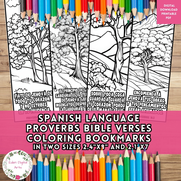 Spanish Proverbs Bible Verses Coloring Bookmarks Wisdom Scripture Craft Gift