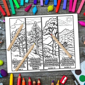 Spanish Proverbs Bible Verses Coloring Bookmarks Wisdom Scripture Craft Gift, image 3